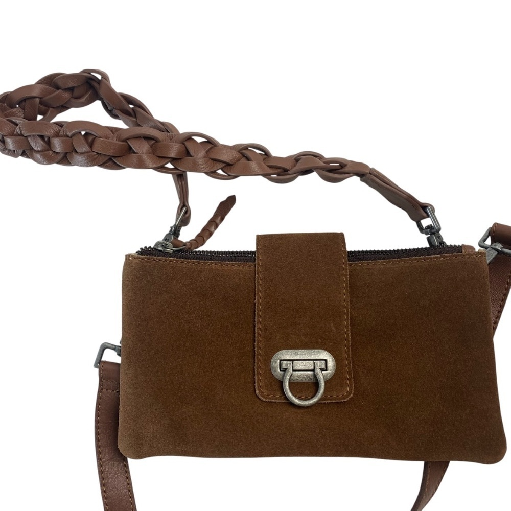 HARBOUR 2nd brown Suede Leather Crossbody Shoulder bag Double Strap Baguette - Picture 8 of 12